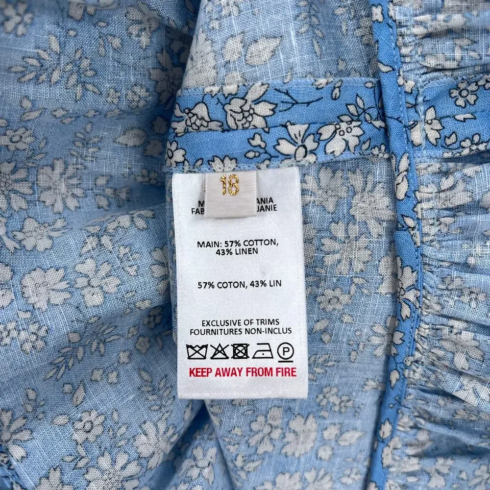 THE VAMPIRES WIFE The Cry Baby Ruffle Dress Womens US 14 Blue Floral Print Mini - Picture 11 of 15